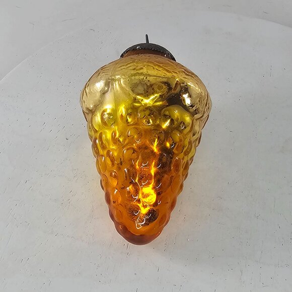 Vintage Kugel Style Grape Cluster Shaped Yellow Orange Glass Christmas Ornament - Picture 7 of 7